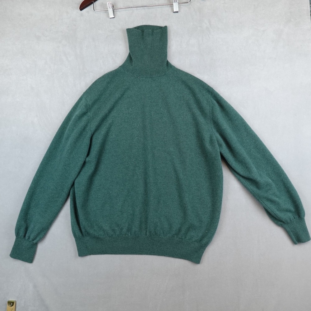 Malo Italy Sweater 100% Pure Cashmere Green Size 54 Mens Turtleneck Jumper